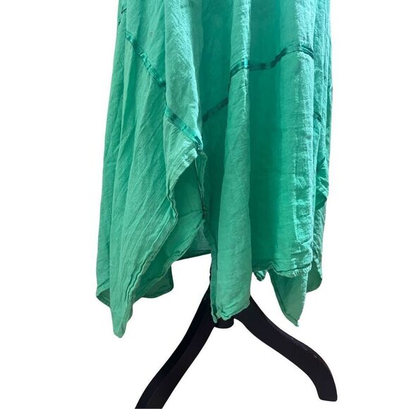 Mexican Bright Green Summer Hankerchief Crochet Halter Women’s Dress size large - Picture 7 of 9